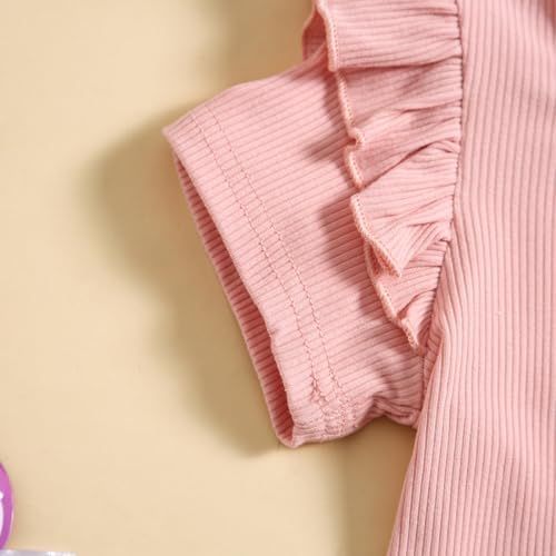 Toddler Girls 2PCS Summer Short Sleeve Solid Tops Shorts Outfit