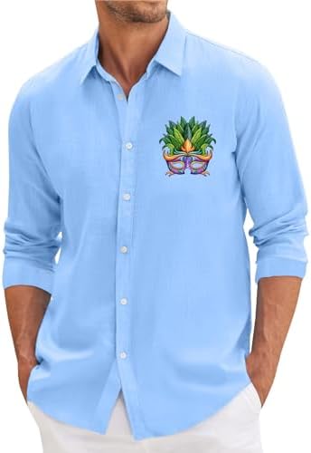 Funky Mardi Gras Masks Printed Mens Button Down Shirts