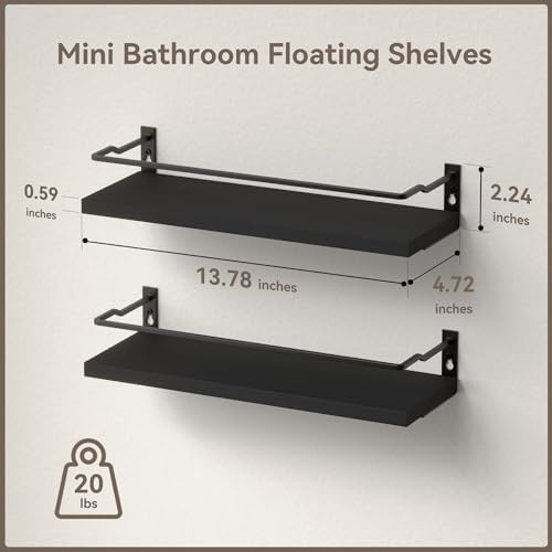 RICHER HOUSE Black Floating Wall Shelves Set of 2 1
