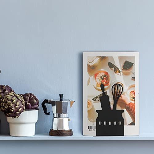 Zonon Black Spoon Pattern Metal Bookends for Kitchen 1