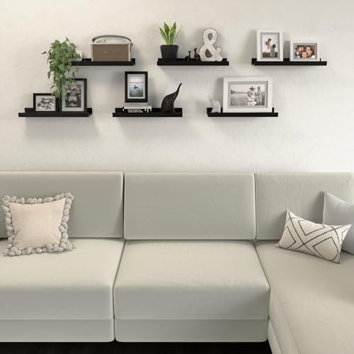 DOLLFIO Floating Shelves Set of 6 Black Wall Shelves