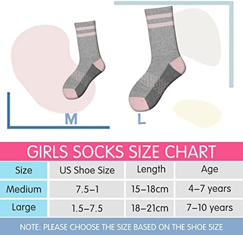 Comfoex Girls 6 Pair Athletic Half Cushioned Calf Socks