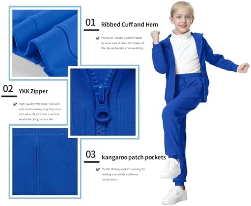 UNACOO Zip Up Hoodie Kids 3-12 Years Soft Fleece Sweatshirt