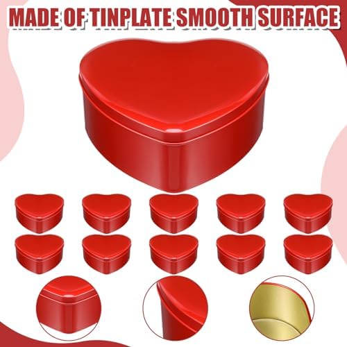 Blulu 36 Pcs Heart Shaped Metal Tins with Lids Red 1