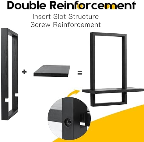 PHOENANCEE Square Floating Shelves Black Set of 2