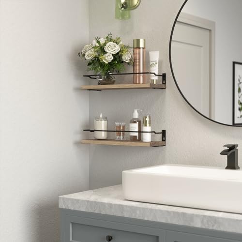 RICHER HOUSE Floating Bathroom Shelves Set of 2 Carbonized Black