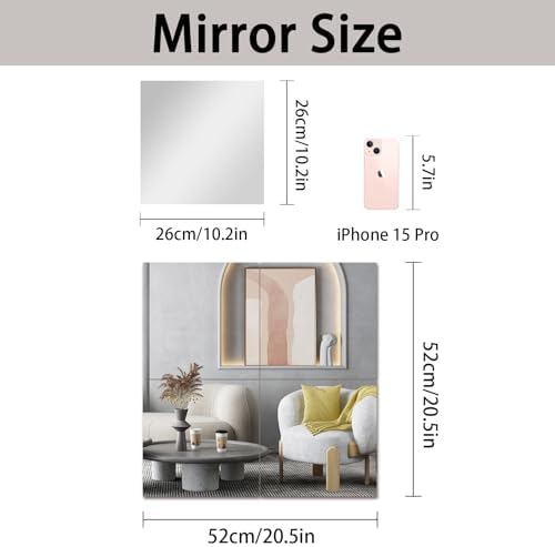 CEYAZYE Wall Mirror Tiles 4pcs Full Length Door Mirror
