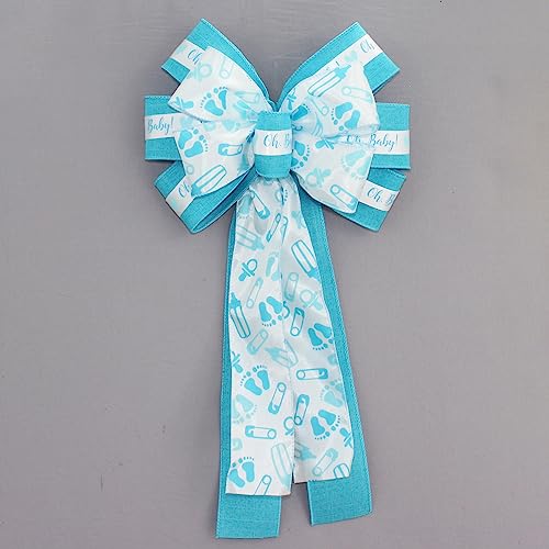 Oh Baby Boy Turquoise Shower Wreath Bow - Handmade 1
