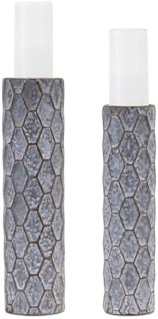 Melrose Honeycomb Metal Taper Candle Holder - Set of 2