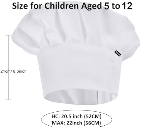 ESHATO Kids Chef Hat Adjustable for 5-12 Years