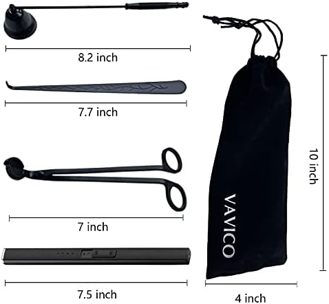 VAVICO Candle Care Kit with Windproof Arc Lighter and USB Rechargeable Trimmer