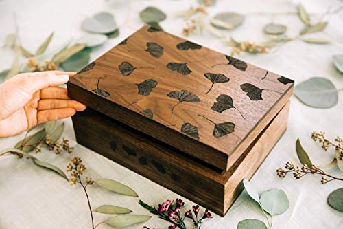 Ginkgo Leaves Wood Keepsake Box for Personalized Gifts