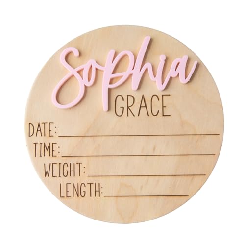 Personalized Newborn Announcement Sign - Double Sided Wooden Birth Sign