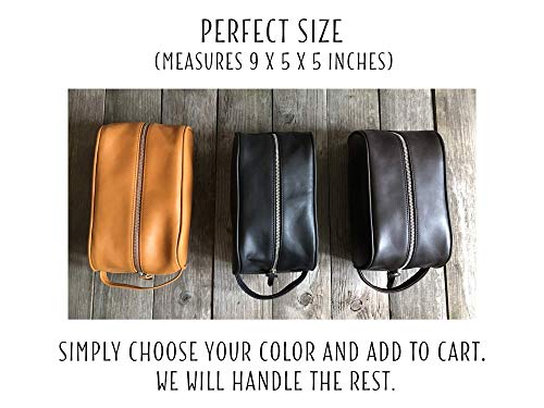 Leather Dopp Kit for Men Personalized Travel Organizer