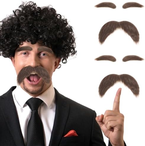 2 Sets Fake Mustache and Eyebrows for Costume