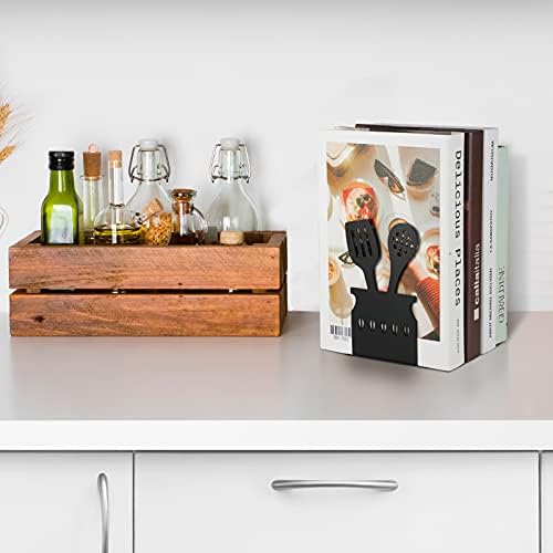 Zonon Black Spoon Pattern Metal Bookends for Kitchen 1