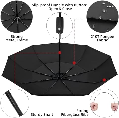 TradMall Travel Umbrella 42 Inch Auto Open Close