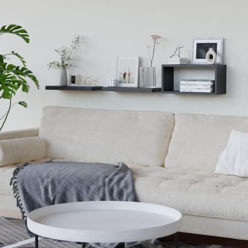 RICHER HOUSE 3 Piece Black Floating Shelves Set