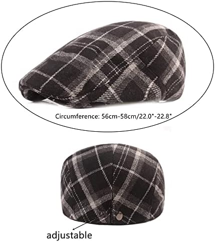 GONGKANGYUAN Plaid Newsboy Hat Adjustable Vintage