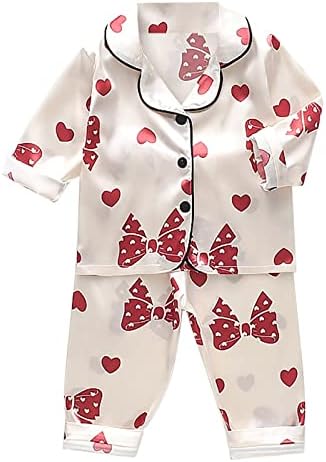 Toddler Girl Button Down Shirts Set Silk Satin 2PCS