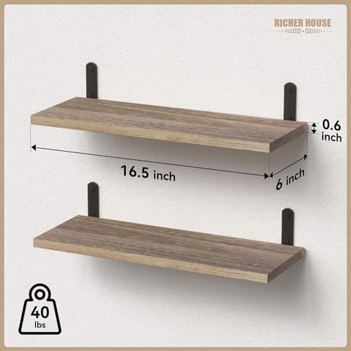 RICHER HOUSE Floating Shelves Set of 2 - Carbonized Black