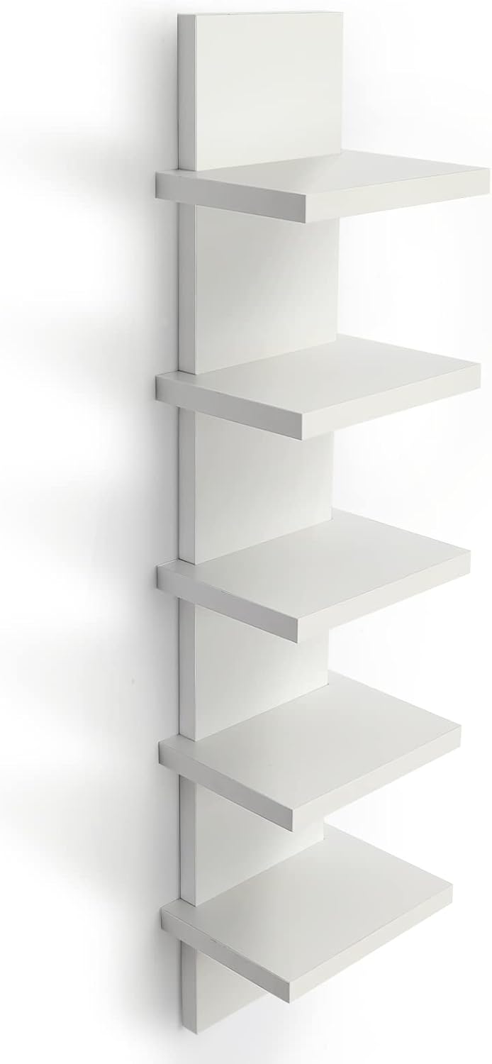 Bloddream 5 Tier Floating Wall Shelves White 31 x 72 x 55