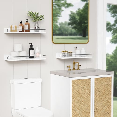 Forbena Floating Shelves Set of 3 Modern Wood Bathroom Storage