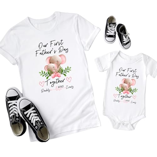 Our First Fathers Day Personalized Matching Shirts Set