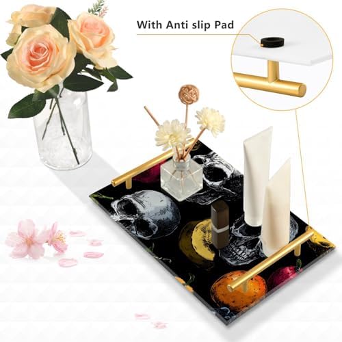 Skull Fruit Vanity Serving Tray Acrylic Metal Handle