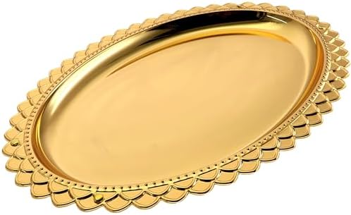 Pack of 2 171x125 Inch Oval Gold Plated Serving Trays