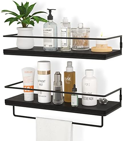 ZGO Floating Shelves Set of 2 with Towel Rack