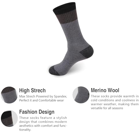 GKX Mens Merino Wool Hiking Socks 9-11 10-13