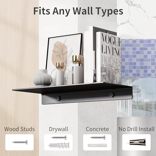 Danpoo 8 Black Floating Shelf for Wall Storage