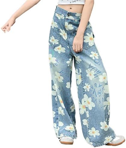 Girls Wide Leg Denim Pants with Pockets and Elastic Waist 1