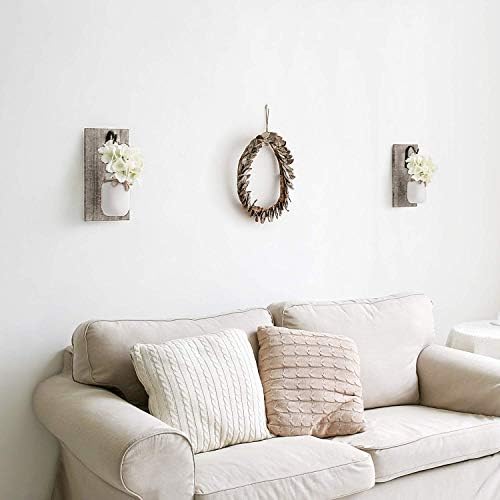 Mkono Rustic Wall Sconces Set of 2 with Mason Jars and Fairy Lights