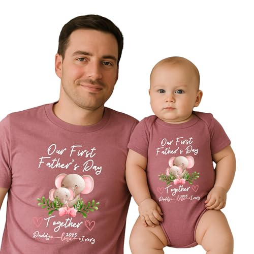 Our First Fathers Day Personalized Matching Shirts Set