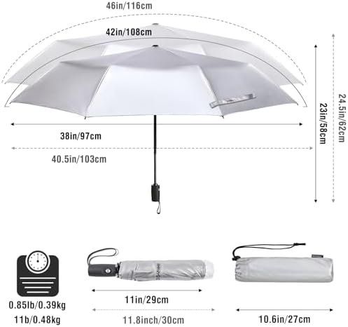 G4Free UPF 50 Travel Umbrella 42 Inch Windproof Auto Open Close