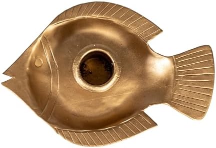 Creative Co-Op Taper Holder with Fish Tray in Antique Gold