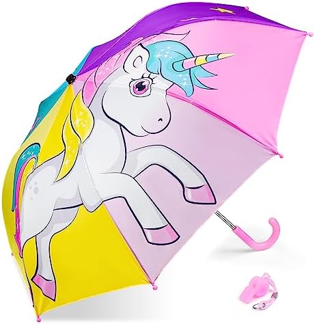 EAONE Kids Umbrella with J Handle and Whistle