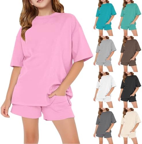 Girls Summer Loose Casual Short Shirts Pants Sets
