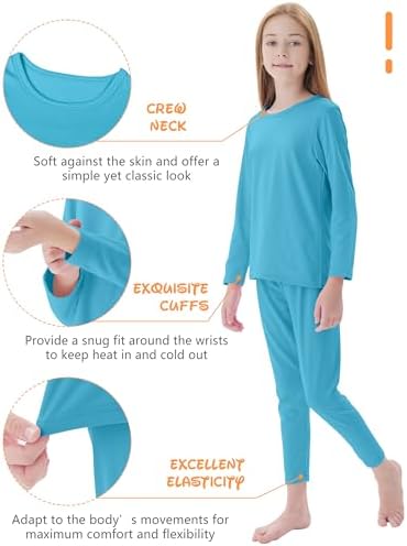 Resinta 3 Girls Thermal Underwear Set Winter Warm Pajamas