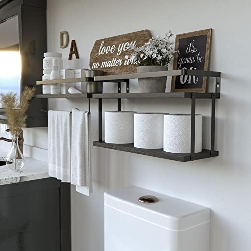 RICHER HOUSE 21 Tier Floating Wall Shelves Set of 2 - Black