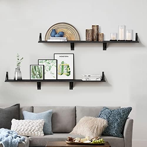 Forbena Set of 3 Black Floating Wood Shelves