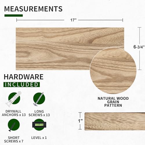 Marsmiles Wood Floating Shelves Set of 3 17 Inch Wide Rustic Carbonized Black