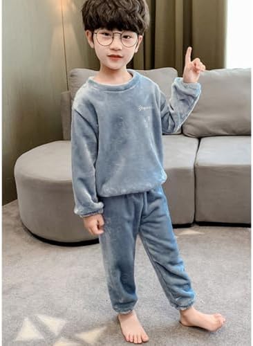 Boys Girls Flannel Winter Clothes Set with Fuzzy Sweatpants
