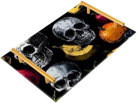 Skull Fruit Vanity Serving Tray Acrylic Metal Handle