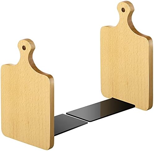 Jetec Wood Bookends with Kitchen Cutting Board Design