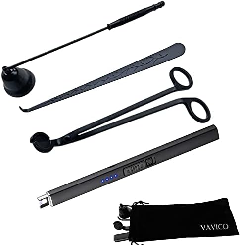VAVICO Candle Care Kit with Windproof Arc Lighter and USB Rechargeable Trimmer