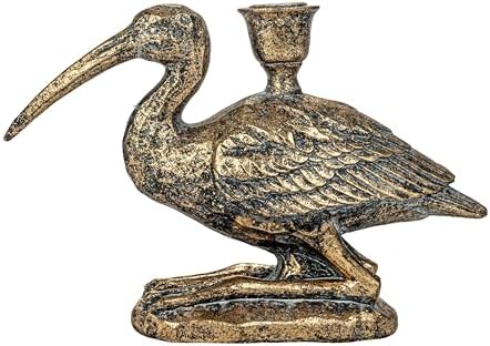 Creative Co-Op Decorative Resin Bird Taper Holder Distressed Gold