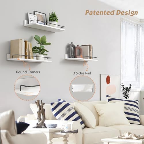 Forbena Floating Shelves Set of 3 Modern Wood Bathroom Storage